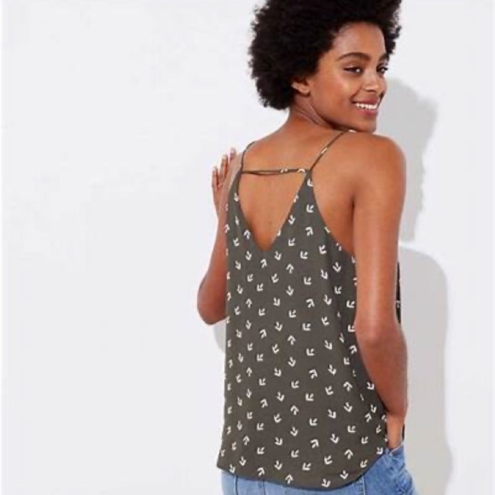 NWT Loft Arrow Bar Back Strappy Cami (Sz MP, soft charcoal) - perfect Mon to Sat